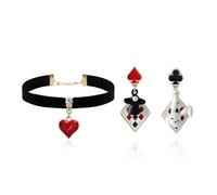 Gargantilla de Halloween de reina de corazones para mujer, diseño de corazón rojo, reina negra, accesorios de Halloween, accesorios de Halloween, disfraces, joyería de vampiro, Metal, No es una piedra