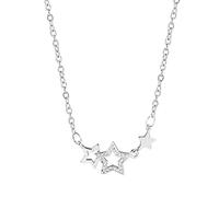 Gargantilla de metal plateado con colgante de estrella y circonita para mujer, joyería de moda
