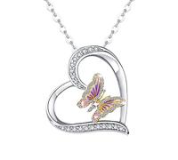 Gargantilla de plata de ley 925 con forma de corazón y piedra natal para mejor amiga, oro de 9 quilates, collares largos personalizados de amistad para mujer, joyería con colgante de diamante, regalos