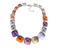 Gargantilla de resina multicolor, collar grande llamativo, étnico bohemio para mujer, talla única, Resina, Ágata