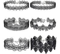 Gargantilla de terciopelo negro clásico gótico de encaje collar para mujeres y adolescentes, Encaje, No es una piedra preciosa