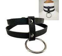 Gargantilla gótica, collar de cuero para mujer, arnés de doble capa con círculo, collar gótico punk rock, collar ajustable, joyería de moda para mujer
