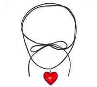Gargantilla gruesa de corazón grande para mujer, collares de cristal coloridos bohemios, cadena de terciopelo ajustable, gargantilla Y2K simplicidad estética, L, Acero aleado, No es una piedra