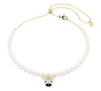 Gargantilla Idyllia, Perla de cristal, Tallas mixtas, Abeja, Blanca, Acabado en oro de 18 quilates OS