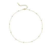 Gargantilla minimalista de plata de ley para mujeres, adolescentes y niñas, cadena ajustable con cuentas de satélite, estratificación simple, bañada en oro de 18 quilates, Oro