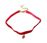Gargantilla moderna, cómoda y elegante, cadena de cuello de franela con colgante de flor/fresa para entusiastas de la moda, versátil colgante de flor/fresa, joyería para citas de uso diario, talla