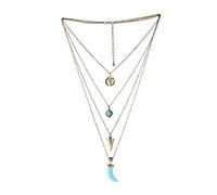 Gargantilla multicapa Boho con colgante de media luna turquesa collar gargantilla retro elegante y popular tratamiento práctico
