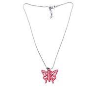 Gargantilla para mujer, con forma de corazón/mariposa, collar de cadena de acero para el cuello, colgante hueco, talla única, como se describe, como se describe