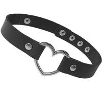 Gargantilla Punk Collar de Cadena Negra Corazón de Amor O-Ring Gargantilla Gótico Collar Gótico Ajustable Suave para Decoración de Fiesta