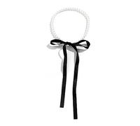 Gargantilla punk larga y ancha de terciopelo negro con lazo de perlas de imitación, collar gótico, joyería gótica, regalo de Año Nuevo, cadena de clavícula ajustable, talla única, como se describe