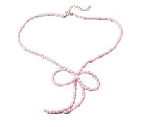 Gargantilla punk vintage con colgante de cuentas pequeñas de arroz de colores, collar gótico de clavícula, joyería de Año Nuevo, collar con lazo para niñas