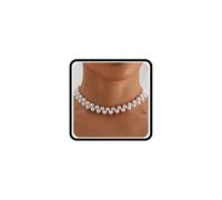 Gargantilla simple de perlas blancas para mujer, collar de clavícula ajustable con dije de clavícula para boda, novia, dama de honor, joyería de regalo, L, Metal, No es una piedra preciosa