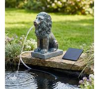 Gárgola solar con bomba - Figura de león con bomba solar y fuente de agua - Decoración de jardín de poliresina en aspecto de bronce - Fuente solar para estanque de jardín y curso de agua 21 × 10 × 13