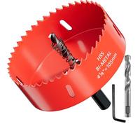 GARHWAL - Sierra de campana bimetálica de 105 mm, corona de perforación, taladro de agujero, adaptador de varilla triangular y taladro de centrado, ideal para caja de pared hueca, foco LED, toma en