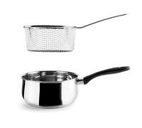 Garinox - 14618 - Cazo con cestillo, Apto para inducción, Apto para lavavajillas, Fondo sándwich, Ø 18 cm, 2 litros, Acero inoxidable 18/10