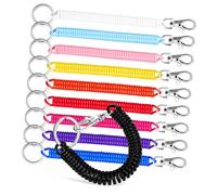 GARIOUANS 10 Piezas Elástico Extensible con Muelle con Mosquetón y Anilla Metálica Cuerda Retráctil para Llaves Bolso y Tarjetas Seguro y Flexible