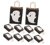 GARIOUANS 10 Piezas Papel para Dulces Halloween con Diseño de Fantasmas Negros Paquete de Unidades Reutilizables Capacidad Media para Galletas y Pequeños para Fiestas y o