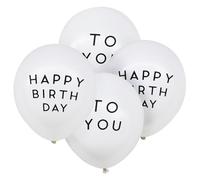GARIOUANS 100 Globos de Látex Blancos de 12 Pulgadas Letras Negras Happy Birthday y To You Conjunto para Decoración de Fiesta de Cumpleaños Kit de Globos Adecuado para Celebraciones y