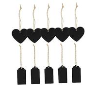 GARIOUANS 100 piezas Colgantes de Madera Mini Tablero Negro Doble Cara con Cuerda para Notas y Mensajes Oficina y Reutilizable y Fácil de Colgar