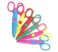 GARIOUANS 12 Tijeras Multifuncionales para Manualidades y Scrapbooking, Tamaño Pequeño, Mezcla de Patrones (onda, Diente, Postal, Castillo), Material Madera y Acero Inoxidable, Paquete de