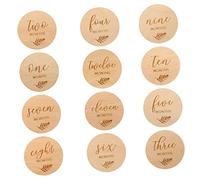GARIOUANS 12Piezas Discos Madera para Bebés Tarjetas Mensuales para Fotografías de Crecimiento para Primer Año y