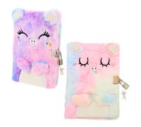 GARIOUANS 2 Piezas Diario Infantil con Cerradura para Niñas Cuaderno de Gato de Peluche Suave Diario y Fuzzy para Niñas de Notas con Diseño de Gato para Pre Adolescentes