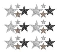 GARIOUANS 24 Piezas Parches Estrella de Pedrería para Planchar de Resina con Brillo Aplicaciones para Ropa Zapatos y Bolsos Decoración DIY Colores Ab Transparente Negro y Plata Variados