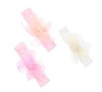 GARIOUANS 3 piezas Diademas de Encaje para Bebés Pack de Flores Coloridas Rosa Melocotón Accesorio Elástico para Niñas para y Fotografías Familiares