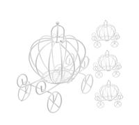 GARIOUANS 4 Cajas de Dulces Decorativas para Boda Forma de Carroza de Calabaza Blanca de Hierro Forjado Centro de Mesa Elegante para Aniversario Fiesta y Obsequio Caja Decorativa para