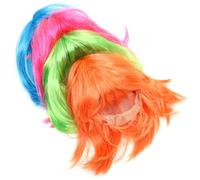 GARIOUANS 4 Pelucas de Cosplay Bobo de Colores Verde, Azul, Naranja y Rosa, Cabello Falso para Fiestas, Disfraces y Carnaval, Set de 4 Piezas para Mascaradas y Vacaciones