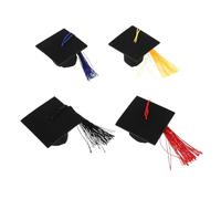 GARIOUANS 4 Piezas Gorro Dr. Doll muñecas Borla pequeños Sombreros de graduación Horquilla artesanía Lindo Sombrero de muñeca Sombrero de Vestido de muñeca Graduado Pastel hogar sintió Negro