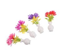 GARIOUANS 4 Piezas Miniature Dollhouse Artificial Mini Potted Flowers with Mini Vase Realistic Small Faux Flowers For Dollhouse Decoration Fairy Gardens and DIY Crafts