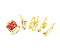 GARIOUANS 5piezas Mini Instrumentos Musicales De Casa De Muñecas Adornos Clásicos Incluye Saxofón Trompeta Trombón Batería y Clarinete Decoración para Escenarios Miniatura