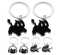 GARIOUANS 6 Llaveros de Metal con Forma de Gato Negro Accesorios de Llavero Kawaii con Motivos Musicales Mini Charms para Móvil y Llaves Set de 3 Diseños Gato Rayo para Regalos y