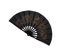 GARIOUANS Abanico Chino para Artes Marciales Tai Chi Resistente Tela con Diseño Dragón Dorado para Práctica Danza y Decoración