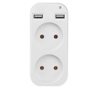 GARIOUANS Adaptador de Enchufe Europeo Doble 2 Puertos USB, Panel de Enchufes de Corriente de Pared, Material Ignífugo, Compacto y Ligero, Adecuado para Hogar, Oficina y Viajes, Compatible