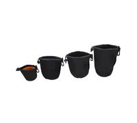 GARIOUANS Bolsa para Lentes de Cámara DSLR, 4 Unidades, Resistente al Agua y Antiimpactos, Diseño Compacto, Protección contra Polvo y Golpes, Portátil para Fotografía, Color Negro Cierre Elástico