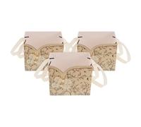 GARIOUANS Caja de Embalaje para Flores 3 Piezas con Asa Estilo Chino Retro, Color Beige, Caja Floral para Ramos, Adecuado para Bodas, Fiestas y Regalos, Papel Resistente con Diseño