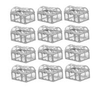 GARIOUANS Cajas de Dulces para Boda Forma de Cofre del Tesoro Plástico Plateado 12 Unidades Tamaño 74 X 52 X 5 CM Cajas Obsequio Pequeñas para Chocolates y Fiestas