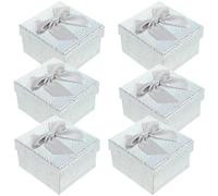 GARIOUANS Cajas de Obsequio Cuadradas Plegables de Papel con Tapa y Cinta, Tamaño Compacto 9x8.5x5.5 Cm, Color Gris, Pack 6 Unidades, Ideales para Cumpleaños, Bodas y Envoltura de Regalos