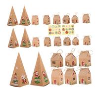GARIOUANS Cajas de Vacías Forma de Casa Navideña con Pegatinas Numeradas de Cajas con Cuerda de Yute para y Bombones para Calendario de Adviento y Embalaje de