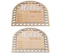 GARIOUANS Cartel De Anuncio De Ñiño De Madera Decorativo Para Recién Nacido, 2 Piezas, Señal De Recién Nacido, Accesorio Para Fiesta De Bienvenida Al Ñiño y Fotografía, Tamaño Mediano, Color Natural