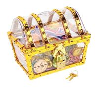 GARIOUANS Cofre Pirata Infantil Grande con Accesorios Aleatorios Caja de Tesoro de Plástico Acrílico para Fiesta Temática Decoración Halloween y Juguete Versátil para Niñas