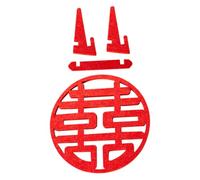 GARIOUANS Decoración de Boda China Signo Doble Felicidad de Fieltro Rojo Redondo para Pared y Mesa Decoración Tradicional China para Centros de Mesa y Fiestas de Matrimonio