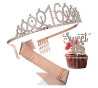 GARIOUANS Decoración para Cumpleaños Mujer con de Rhinestones Adorno para Tarta y Banda para Fiestas Interiores y Exteriores