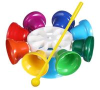 GARIOUANS Instrumento de Percusión Infantil Campana de Mano Metálica 8 Notas Colorida Reloj Giratorio Educativo para Juguetes de Educación Temprana Desarrollo Sensorial y Motriz