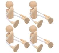 GARIOUANS Juego de 4 Muñecos Robot de Madera sin Terminar para Pintar Figuras Articuladas DIY Creativas para Juguetes Educativos de Manualidades Desarrollo Motor y Creatividad 4 Piezas