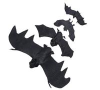 GARIOUANS Juguetes de Broma Murciélago Artificial 4 Piezas de Silicona Blanda Negra Tamaños Variados (11.5cm, 12.5cm, 18cm, 27cm) para Decoración y Fiesta Temática Halloween