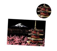 GARIOUANS Kit de Dibujo Rasca y para Adultos Manualidades DIY Herramienta de Descompresión con Diseño de Fuji Regalo Artesanal Láminas para Rascar Creativas y Decorativas