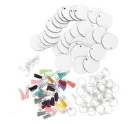 GARIOUANS Llaveros en Blanco para Sublimación Borlas Juego de 10 Piezas Redondas de MDF de 100 G para Transferencia Térmica Adornos DIY para Manualidades y Decoración de Llaveros